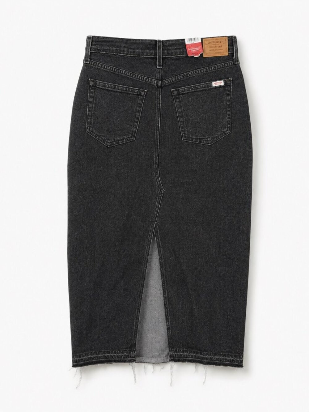 Levi Strauss Signature Black Denim Maxi Skirt Size 4 W27 NWT Front Slit